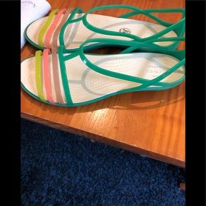 Green Strappy Women's Sandals with Pastel Accent Straps